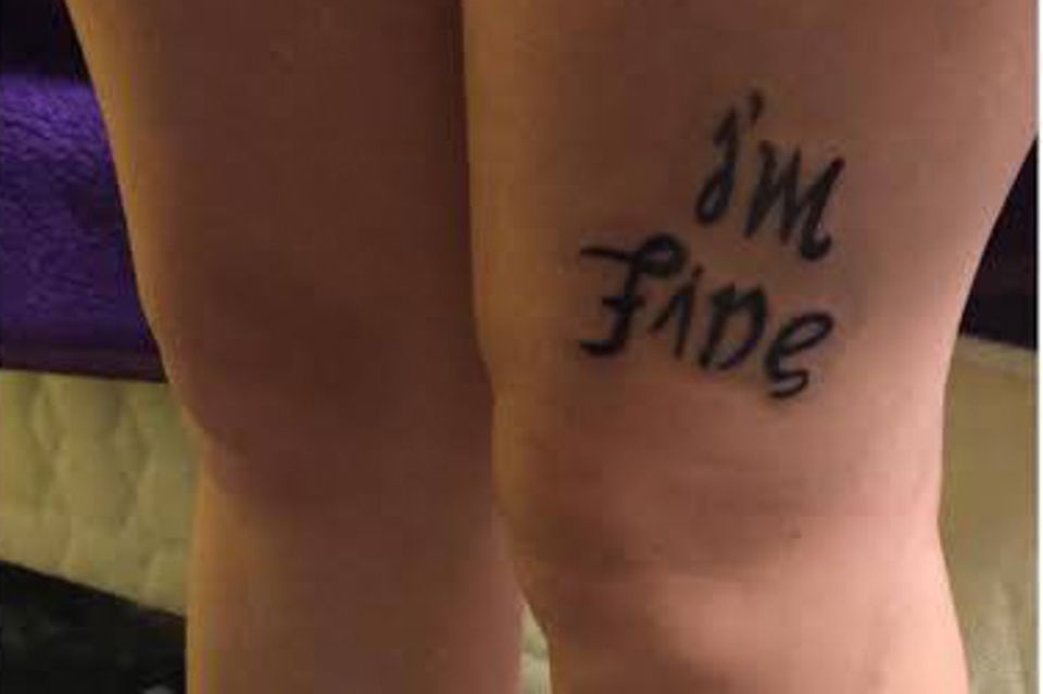Doppeldeutiges Tattoo: So sieht die Tätowierung von vorne aus. So sieht die Tätowierung von vorne aus.