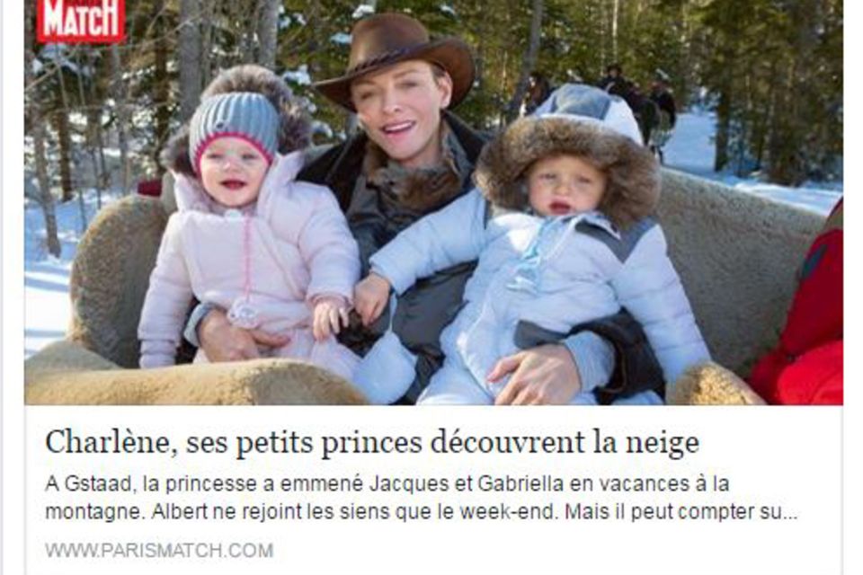 Bei Facebook zeigt "Paris Match" eines der Bilder aus der Fotostrecke mit Fürstin Charlène und ihren Kindern