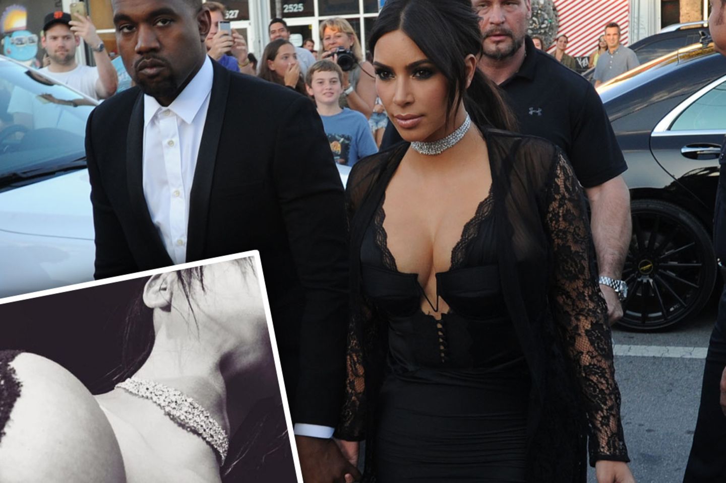 Kim Kardashian und Kanye West auf dem Weg zu einer Hochzeit