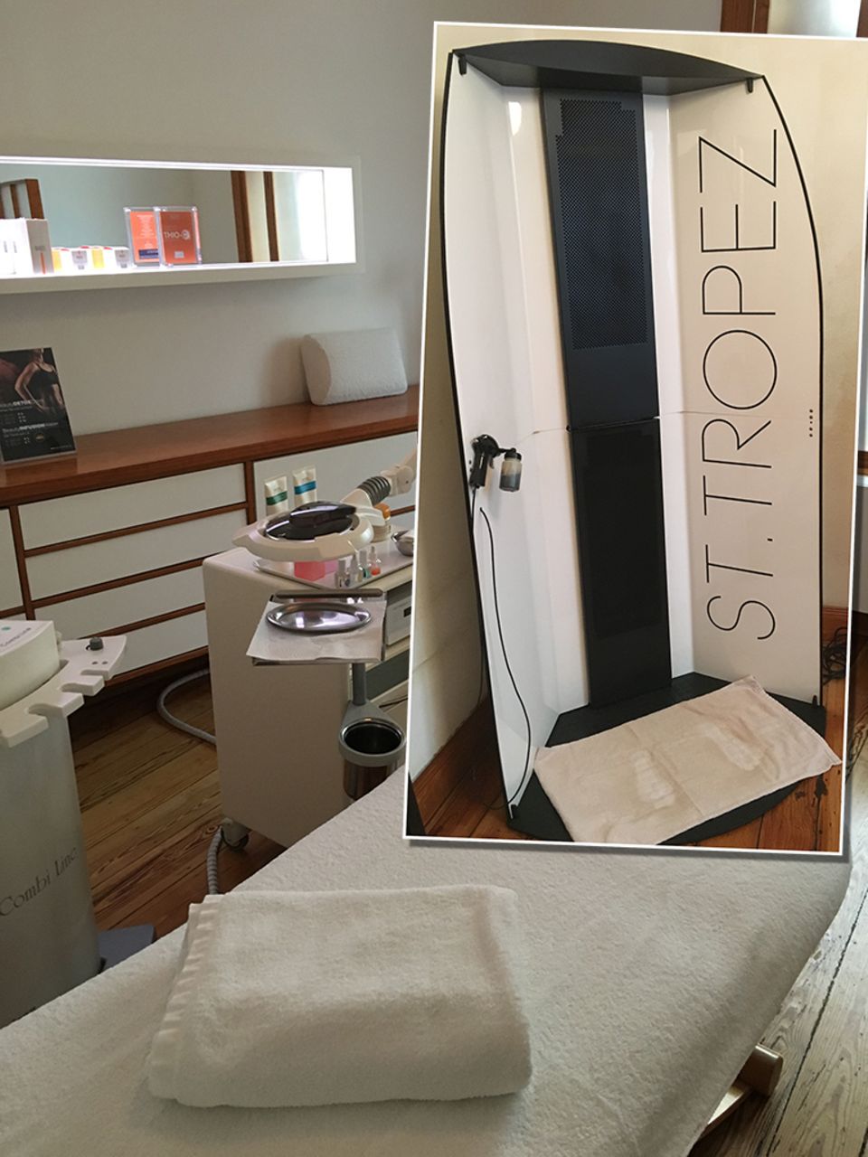 Gala-Selbsttest: In den Räumen des Premium-Beautysalons "Spreeberg" wird erst ein Expresspeeling durchgeführt. Anschließend geht es weiter in die Tanning-Kabine von "St. Tropez". In den Räumen des Premium-Beautysalons "Spreeberg" wird erst ein Expresspeeling durchgeführt. Anschließend geht es weiter in die Tanning-Kabine von "St. Tropez".