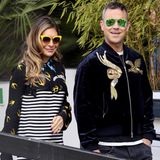 April 2016  Ayda Field und Robbie Williams verlassen mit poppigen Sonnenbrillen und Vogel-Outfits die ITV Studios in London.