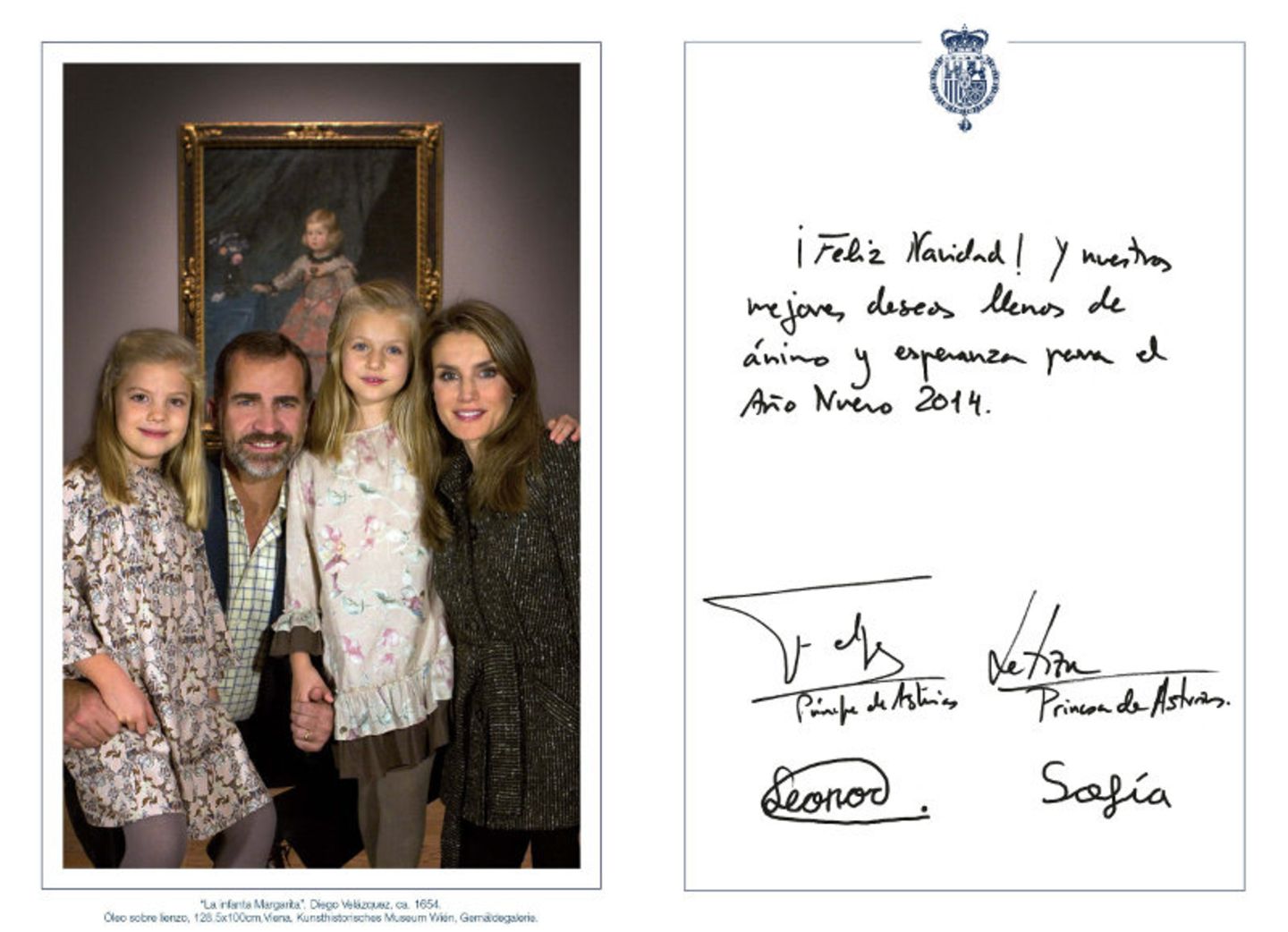 16. Dezember 2013  Prinzessin Sofia, Prinz Felipe, Prinzessin Leonor und Prinzessin Letizia senden Weihnachtsgrüße aus dem spanischen Königshaus.