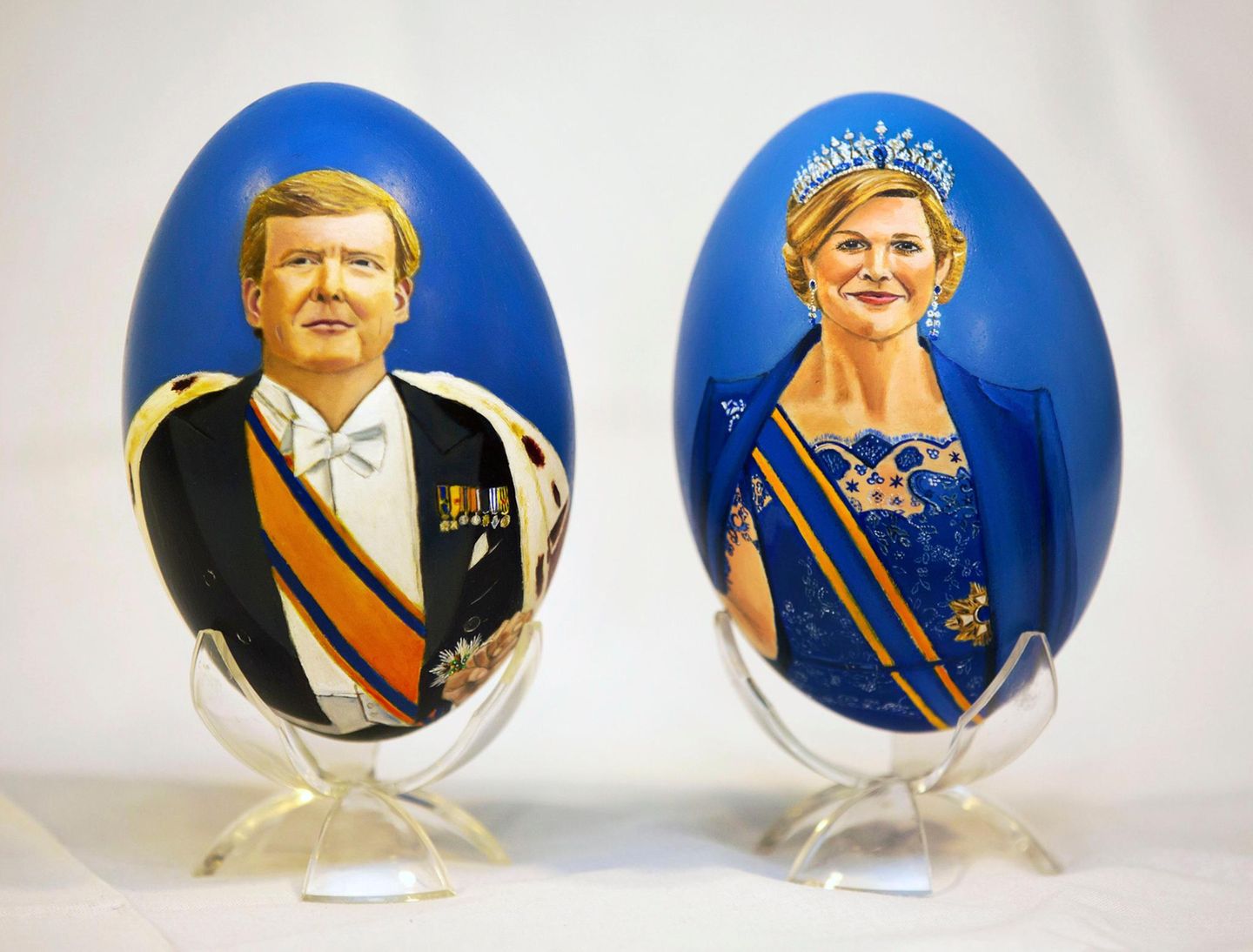 König Willem-Alexander und Königin Máxima mal anders: Das holländische Königspaar ziert handbemalte Frühstückseier.