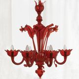 Schicker Kerzenleuchter von "Salviati", durch das knallige Rot ein absolut stylischer Hingucker