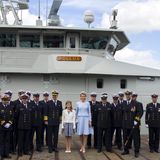6. Mai 2015: Thronfolgerin Prinzessin Elisabeth ist Patin des belgischen Marineschiffs "P902 Pollux" geworden. König Philippe und Köngin Mathilde begleiten ihre Tochter nach Seebrügge.