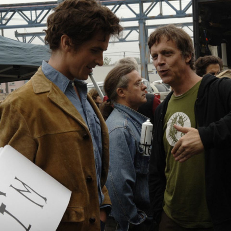 Christian Bale und Todd Haynes am Set