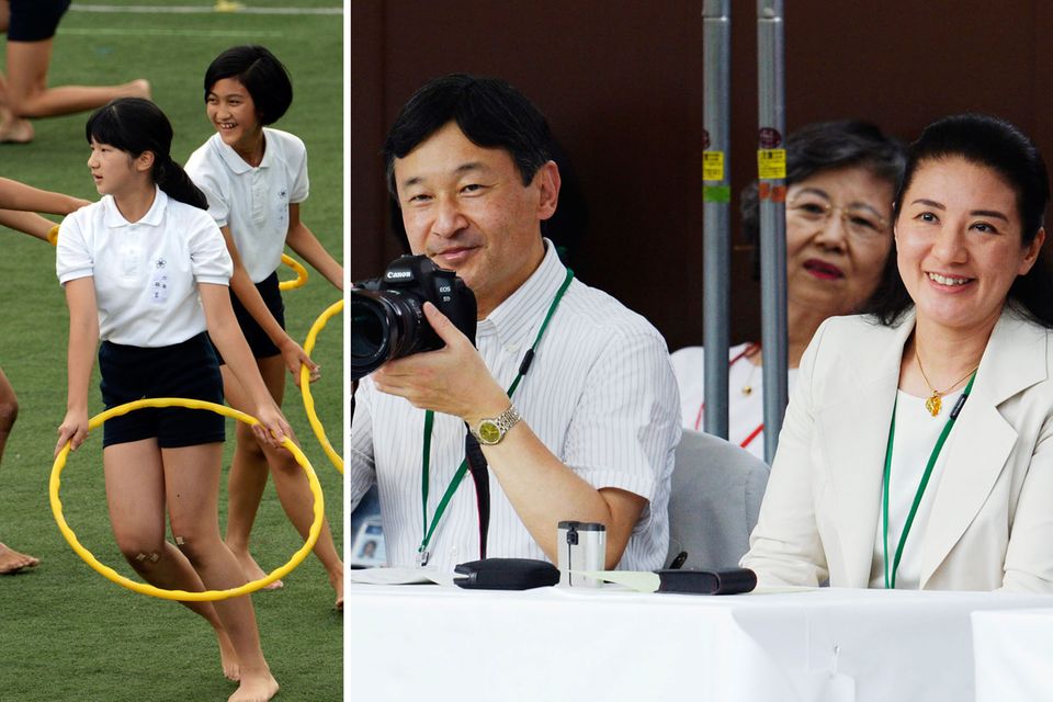 12. Oktober 2013: Die stolzen Eltrern Prinz Naruhito und Prinzessin Masako schauen ihrer Tochter Prinzessin Aiko bei einer Gymnastikvorführung in Tokio zu.