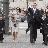 Prinz Joachim und Taufpatin Prinzessin Marie sind mit ihren Kindern Prinz Felix, Prinz Nikolai und dem kleinen Prinz Henrik auf