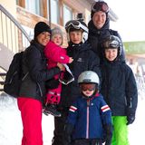 13. Februar 2014  Prinzessin Marie und Prinz Joachim von Dänemark fahren mit ihren Kindern Prinzessin Athena, Prinz Nikolai, Prinz Henrik und Prinz Felix in den Skiurlaub nach Villars in die Schweiz.