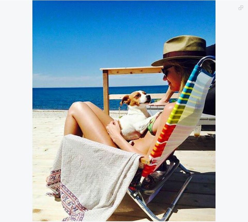 Candice Swanepoel genießt die Zeit mit ihrem kleinen Jack Russell Terrier am Strand, der bei ihr selbstverständlich den Logenplatz bekommt. Candice Swanepoel genießt die Zeit mit ihrem kleinen Jack Russell Terrier am Strand, der bei ihr selbstverständlich den Logenplatz bekommt.