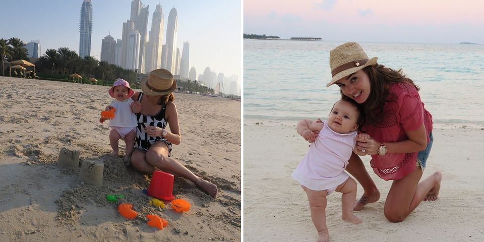 Tamara Ecclestone baut mit Töchterchen Sophia am Strand von Dubai eine Sandburg. Tamara Ecclestone baut mit Töchterchen Sophia am Strand von Dubai eine Sandburg.