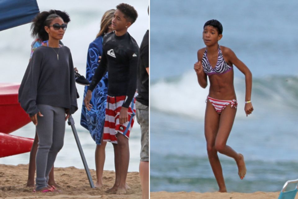 Jada Pinkett Smith verbringt mit ihren Kindern Jaden und Willow einen Strandtag auf Hawaii.
