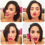 Demi Lovatos Make-up sitzt, jetzt nur noch den perfekten Gesichtsausdruck finden und fertig ist das perfekte Selfie.