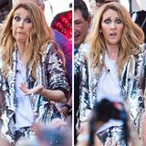 Bei ihrem Auftritt bei der "NBC Today Show" im Rockefeller Center in New York City unterhält Celine Dion das Publikum mit lustigen Grimassen.
