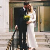 17. April 2014: Das Model Julia Stegner heiratet in New York den australischen Fotografen Benny Horne. Sie trägt ein Kleid von Isabel Marant.