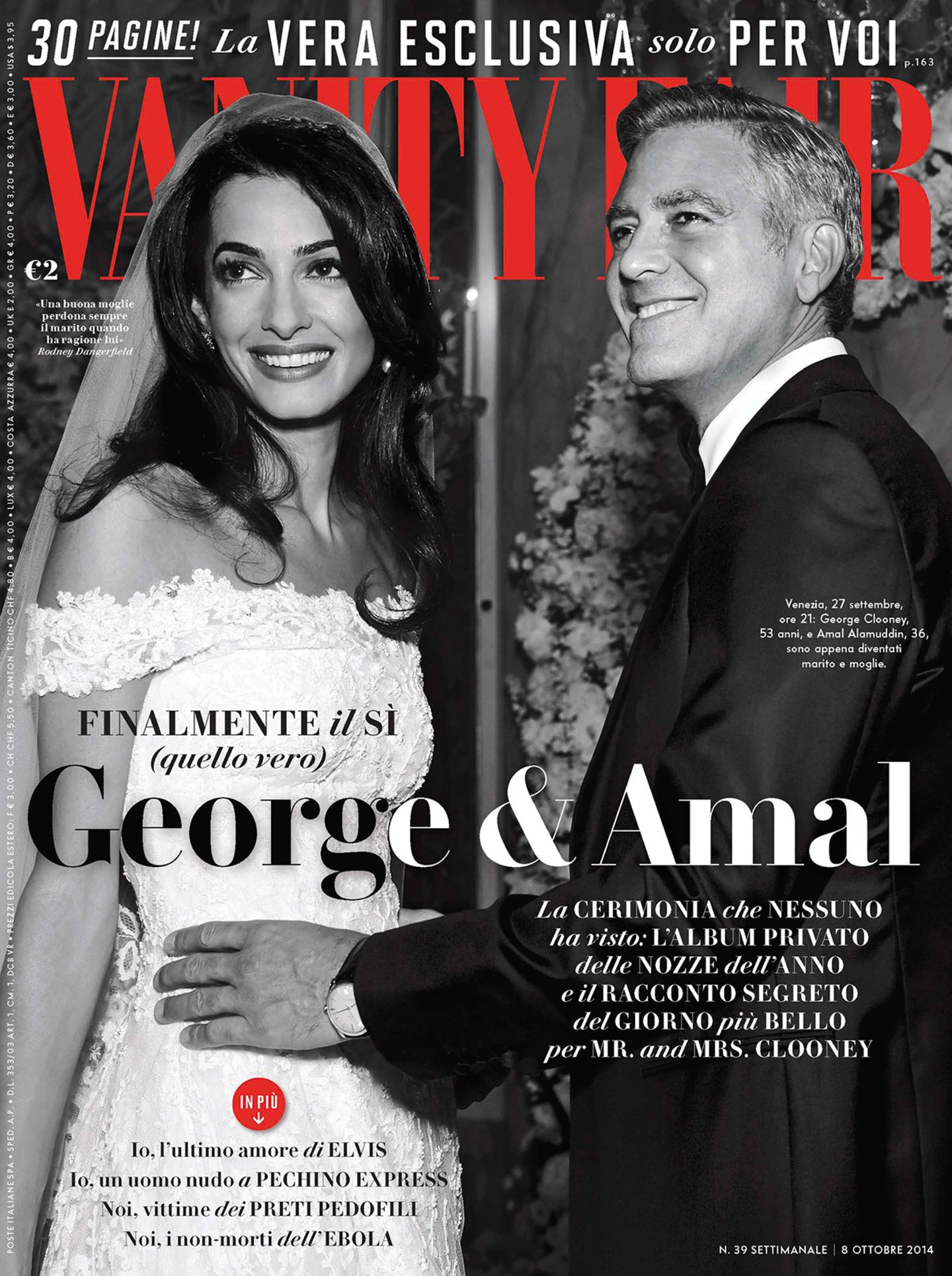 7. Oktober 2014: Die italienische "Vanity Fair" widmet der Hochzeit von Amal Alamuddin und George Clooney 30 Seiten.