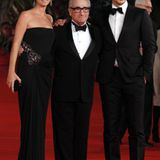 Regisseur Martin Scorsese posiert inmitten von James Franco und Frida Giannin, Kreativdirektorin von Gucci, auf der "La Dolce Vi