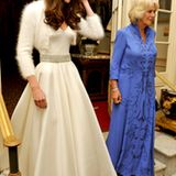 Zur abendlichen Hochzeitssause trägt Catherine ihr zweites Kleid an diesem Tag - ebenfalls ein Entwurf von Sarah Burton für '