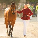 Mai 2013  Zara Phillips nimmt mit ihrem Pferd "High Kingdom" an den 2013 Mitsubishi Motors Horse Trials in Badminton, Gloucestershire, teil.