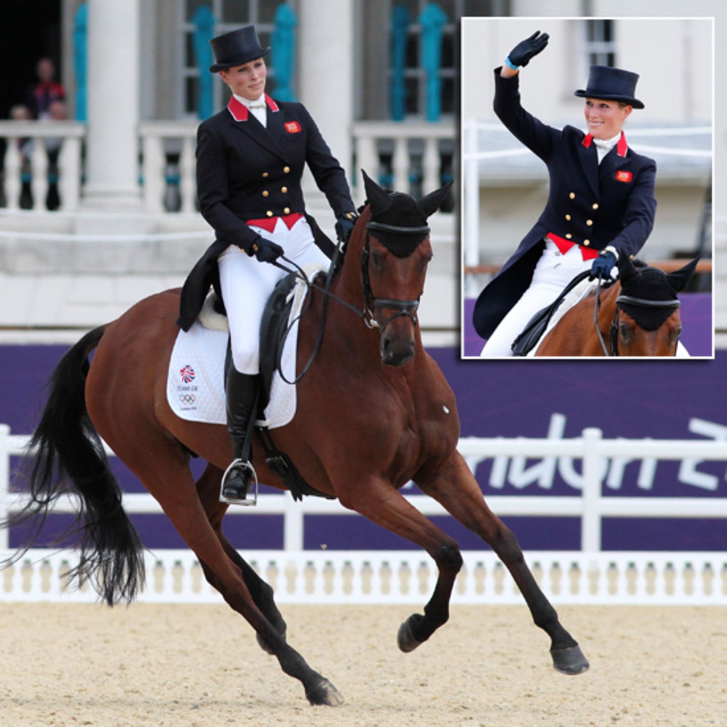 Zara Phillips tritt zum ersten Mal bei den olympischen Spielen an. Mit ihrem Pferd High Kingdom reitet die Queen-Enkelin im Gree