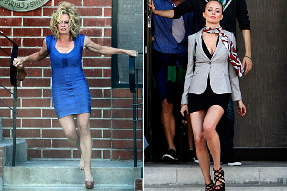 23. August 2012: Elisabeth Shue und Heather Graham stehen für "Feed The Dog" vor der Kamera.