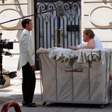 9. Juli 2012: Lustig geht es bei Neil Patrick Harris und Brendan Gleeson bei den Dreharbeiten für "Die Schlümpfe 2" zu.