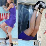 27. November 2012: So sehen Actionszenen bei "90210" aus: Gerade steht Annalynne McCord noch vor einem Lieferwagen. Und schwupps