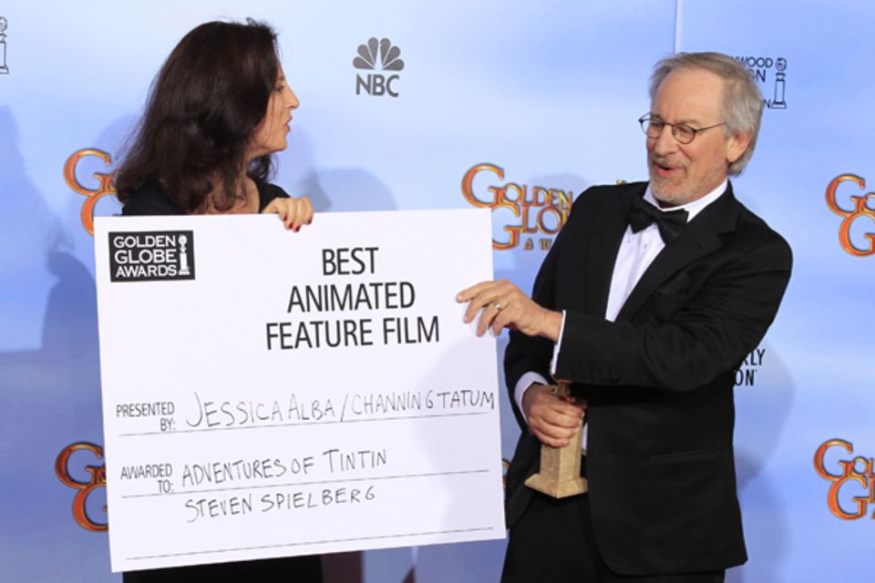 Ja, noch mal nachlesen?! Stimmt! Steven Spielberg gewinnt mit "Tim und Struppi" den Golden Globe für den Besten Animationsfilm.