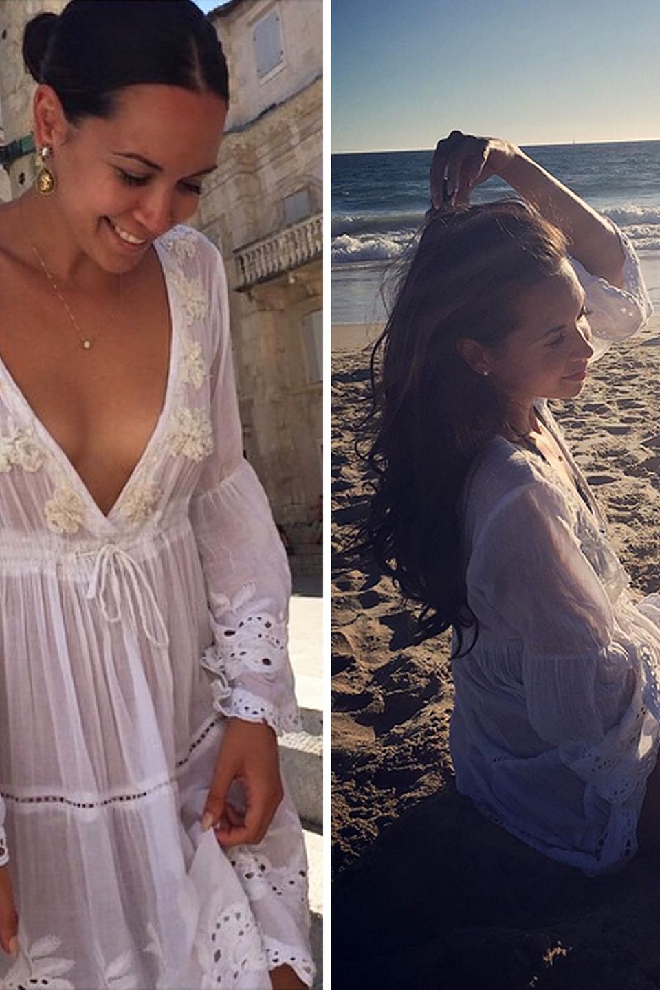 Nicht ohne mein Sommerkleid! Mandy Capristo hat schon in ihrem Kroation-Urlaub im Juli 2015 mit diesem romantischen Dress bezaubert. Die Besucher am Strand von L.A. haben das sexy Outfit auch schon bewundern dürfen, wie sie auf ihrem Instagram-Profil mit diesem verträumten Erinnerungsfoto zeigt.