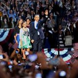 Barack Obama hat die Präsidentschaftswahl gegen Herausforderer Mitt Romney für sich entscheiden können und feiert mit seiner Fam