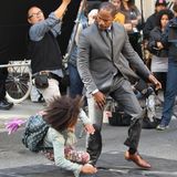 26. September 2013: Jamie Foxx und Quvenzhane Wallis drehen gemeinsam den Film "Annie" in New York.