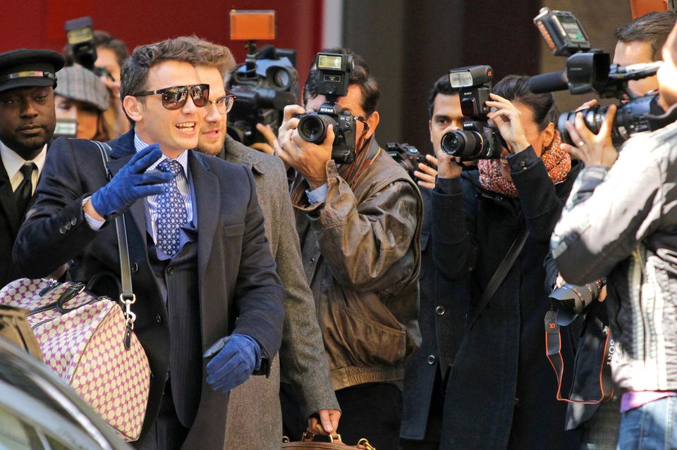 12. Oktober 2013: James Franco und Seth Rogen stehen für den Film "The Interview" über einen Talkshow-Moderator und seinen Produzenten vor der Kamera.