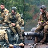 4. Oktober 2013: Brad Pitt und Shia LaBeouf sitzen bei Dreharbeiten zum Film 'Fury" in Oxfordshire auf Panzern.