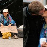 21. September 2013: In "Shelter" spielt Jennifer Connelly eine Obdachlose. In der Drehpause gibt's von ihrem Ehemann Paul Bettany ein Küsschen. Er führt Regie.
