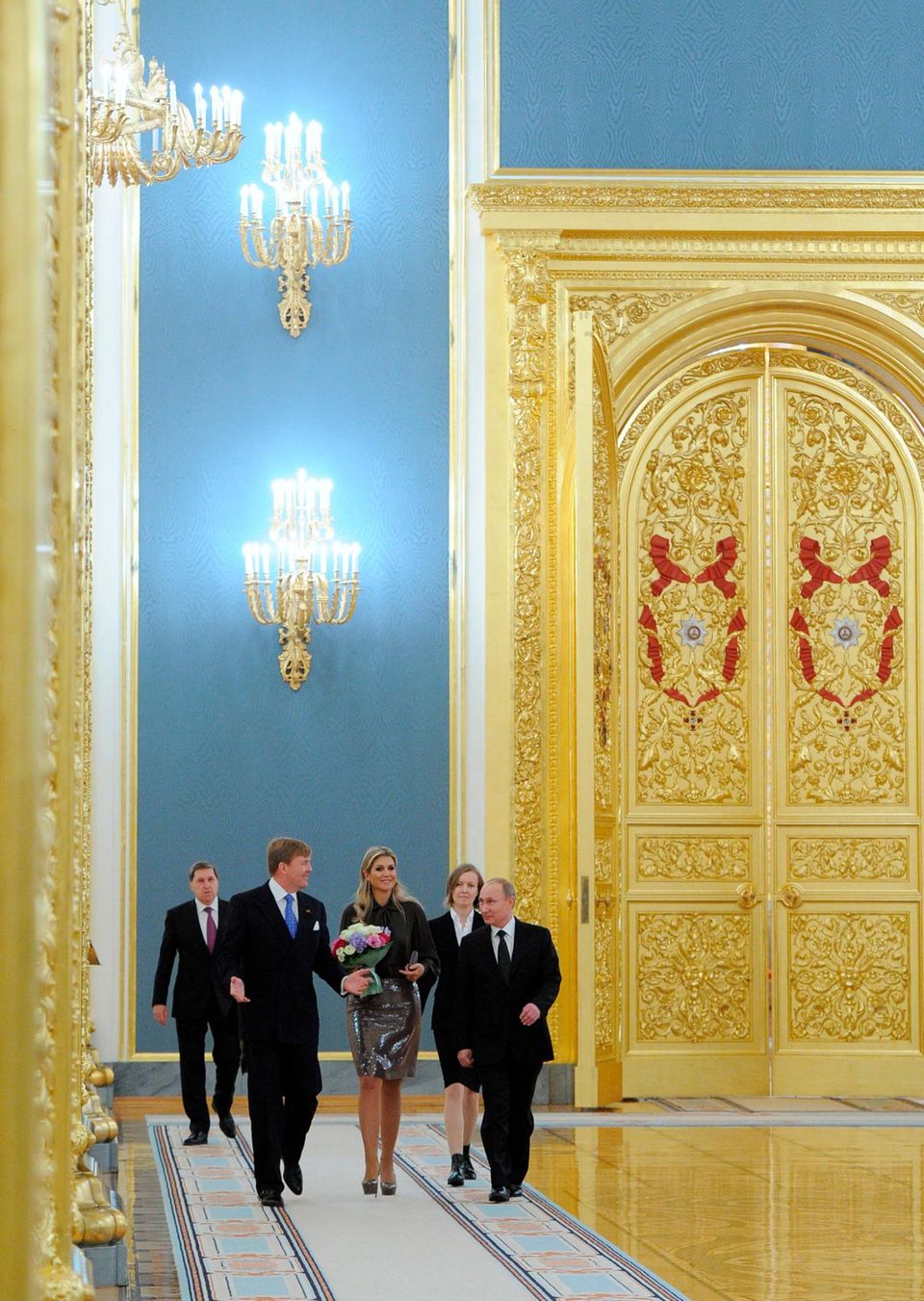8. November 2013: Präsident Wladimir Putin empfängt das niederländische Königspaar Willem-Alexander und Máxima im prunkvollen Moskau. 8. November 2013: Präsident Wladimir Putin empfängt das niederländische Königspaar Willem-Alexander und Máxima im prunkvollen Moskau.