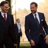 22. Oktober 2013: Finnlands Premierminister Jyrki Katainen empfängt Prinz Haakon von Norwegen in seiner offiziellen Residenz in Helsinki.