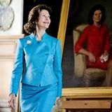 11. Juni 2013: Königin Silvia von Schweden weiht ihr Portrait auf Schloss Gripsholm ein.
