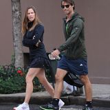 8. Oktober 2013: Hilary Swank und ihr Freund, der Immobilienmakler Laurent Fleury, sind in New York auf dem Weg zum Tennis.