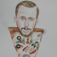 Ryan Gosling als Pizza  Oft sitzt Jessie Bowie in ihrer Küche und stellt sich vor, in was sich ihre Lieblingsstars verwandeln könnten. Die Aquarelle verkauft sie im Internet für ca. 30-60 Euro.