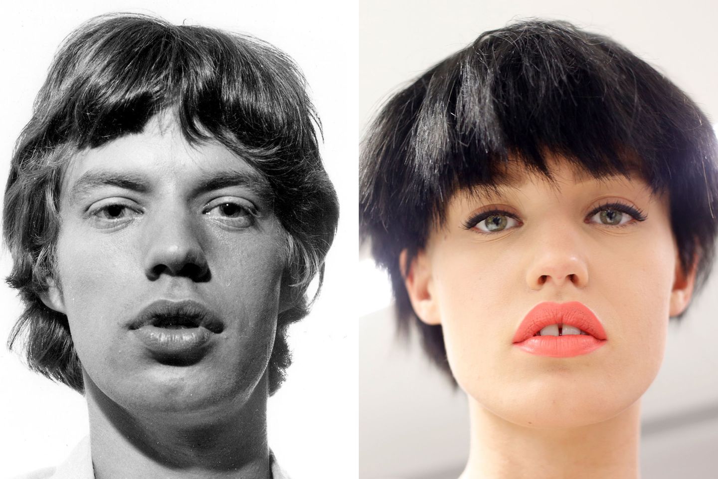 Mick Jagger und Georgia May Jagger  Georgia May Jagger beweist bei einer Modenschau mit Kurzhaarperücke wie frappierend die Ähnlichkeit zwischen Vater und Tochter sein kann. Doch nicht nur dem "Rolling-Stones"-Frontmann, sondern auch Jerry Hall, hat das im Januar 1992 geborene Model sein prägnantes Aussehen zu verdanken.