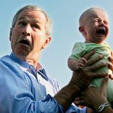 Filmleute wissen: Kinder und Tiere sind unberechenbar. George W. Bush weiß jetzt: Nicht alle Babys wollen sich gern mit Politikern fotografieren lassen.