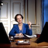 Tintenfässchen, Kalender, Schreibunterlage - Königin Margrethe von Dänemark hatte 1976 nur das Nötigste auf ihrem Schreibtisch. Vier Jahre bevor dieses Bild entstand wurde sie zur Königin gekrönt.