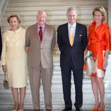 Königin Paola, König Albert, Prinz Philippe und Prinzessin Mathilde empfangen ehemalige belgische Ministerpräsidenten auf Schloss Laken.