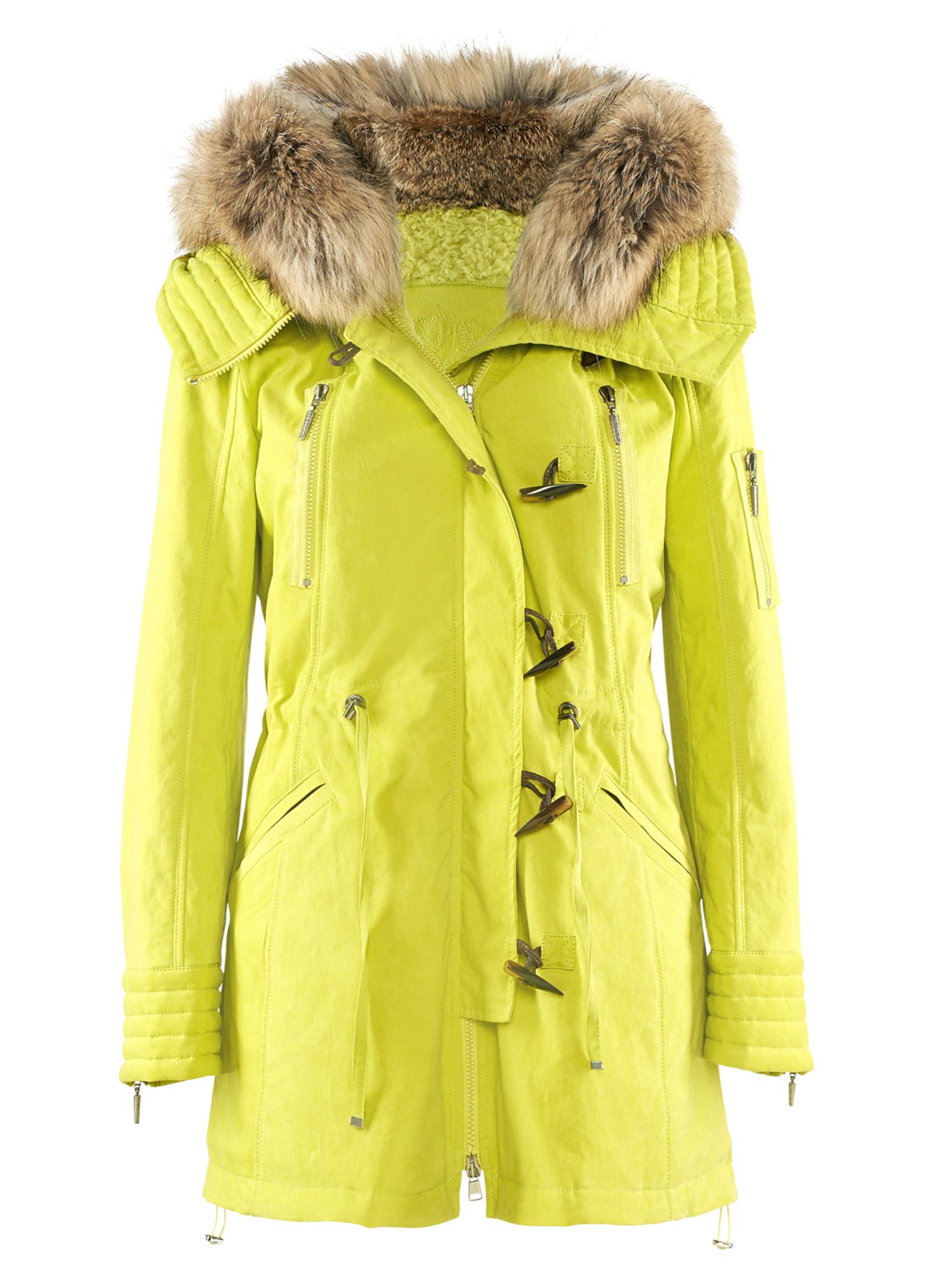 Der leuchtende Neon-Parka von Airfield ist nicht nur farblich ein echter Knaller. Ca. 1.200 Euro