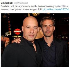 Vin Diesel  "Fast & Furious"-Kollege Vin Diesel schreibt: "Bruder ich werde dich sehr vermissen. Ich bin absolut sprachlos. Der Himmel hat jetzt einen neuen Engel. Ruhe in Frieden."