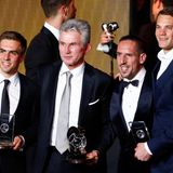 Philipp Lahm, Jupp Heynckes, Franck Ribery und Manuel Neuer