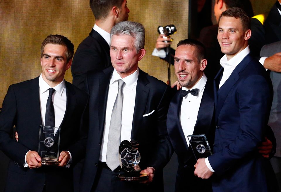 Philipp Lahm, Jupp Heynckes, Franck Ribery und Manuel Neuer Philipp Lahm, Jupp Heynckes, Franck Ribery und Manuel Neuer