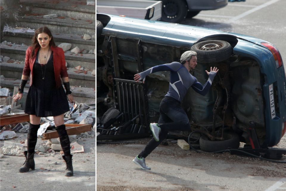 24. März 2014: Elizabeth Olsen steht als "Scarlet Witch" für den zweiten Teil von "The Avengers" in Italien vor der Kamera. Auch Aaron Taylor-Johnson gibt als "Quicksilver" bei den Dreharbeiten alles. 24. März 2014: Elizabeth Olsen steht als "Scarlet Witch" für den zweiten Teil von "The Avengers" in Italien vor der Kamera. Auch Aaron Taylor-Johnson gibt als "Quicksilver" bei den Dreharbeiten alles.