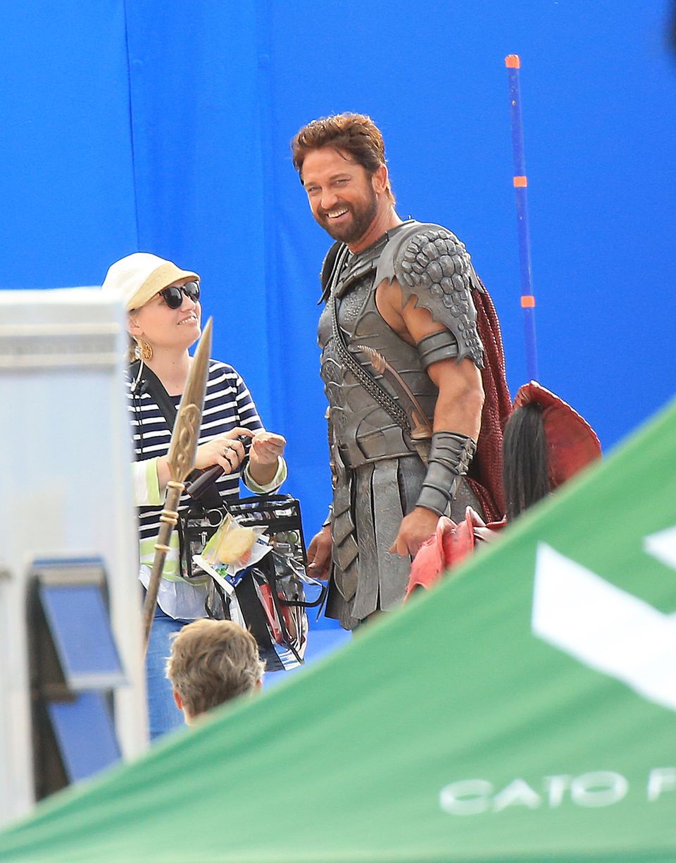 27. Mai 2014: Gerard Butler trägt für die Dreharbeiten von "Gods of Egypt" eine Rüstung.