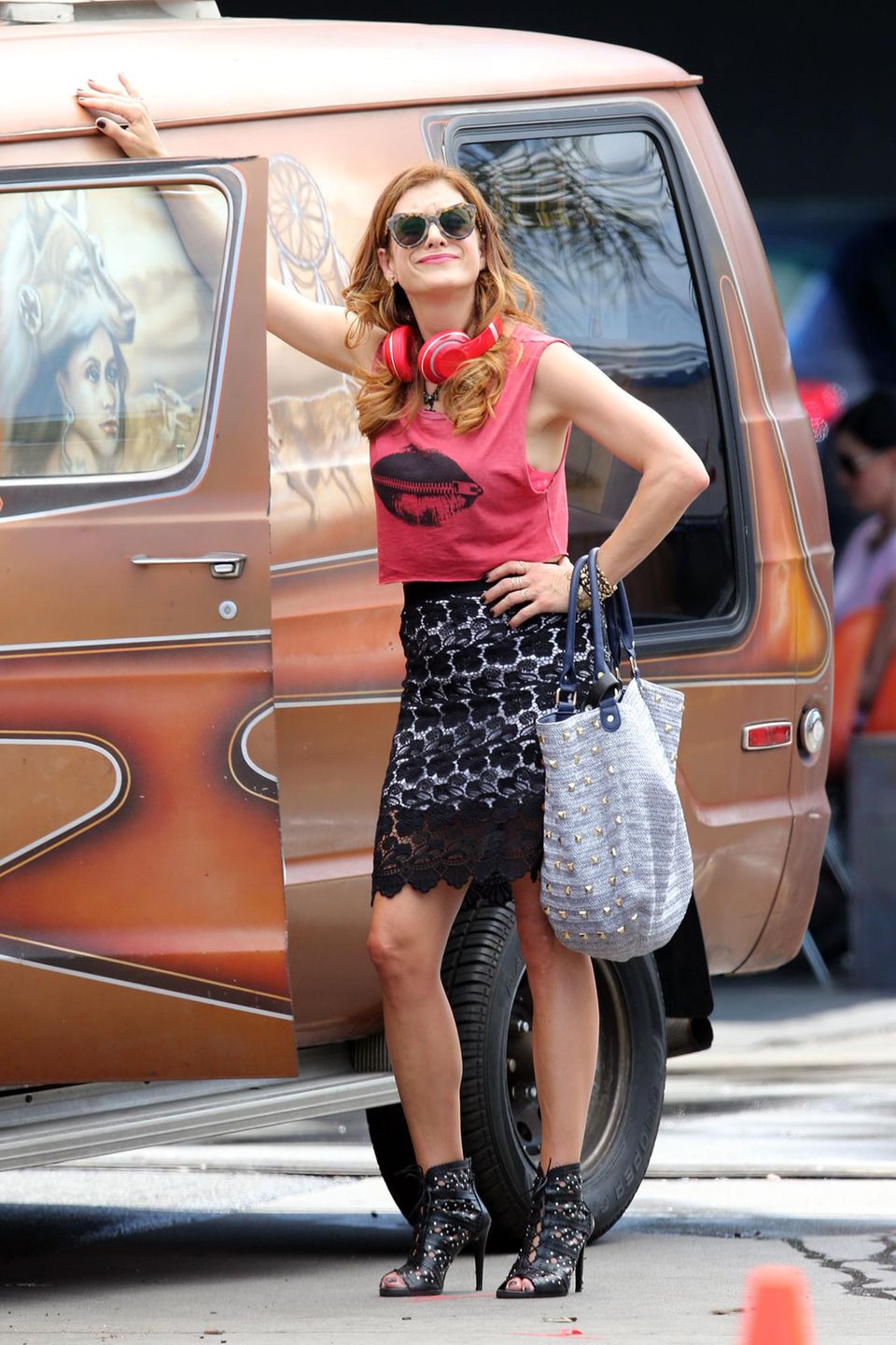 30. Juli 2014: Kate Walsh filmt in Los Angeles eine Szene für ihre neue Serie "Bad Judge".